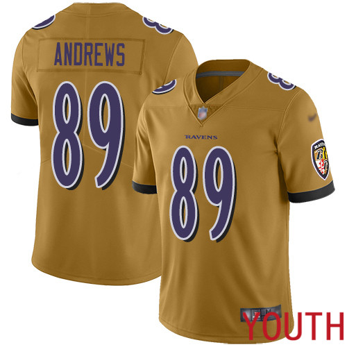 Baltimore Ravens Limited Gold Youth Mark Andrews Jersey NFL Football #89 Inverted Legend->baltimore ravens->NFL Jersey